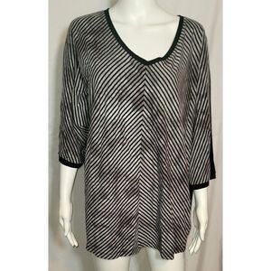 Catherine's Graphic Print Top Pullover Three Quarter Sleeve - Size 1X